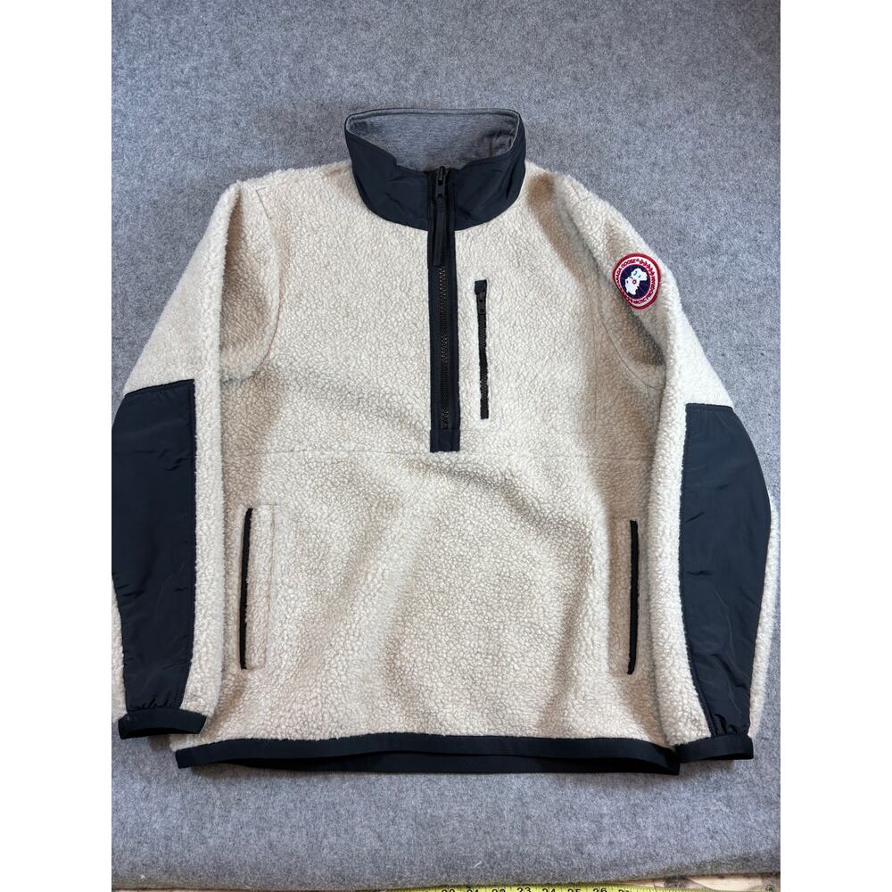 Canada Goose Renfrew Fleece Sweater Mens Small Light Tan Half Zip Pullover